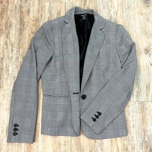 Nine West Classy Black and White Plaid Blazer